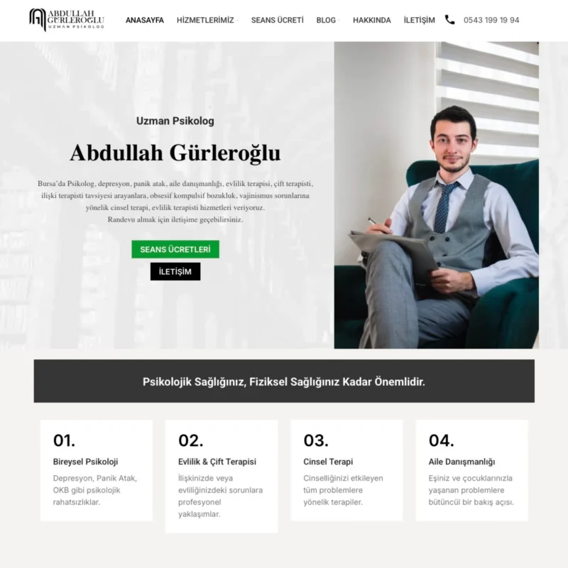 A. Gürleroğlu Psikolog Sitesi Anasayfa Tasarımı A. Gürleroğlu Psikolog Sitesi Anasayfa Tasarımı