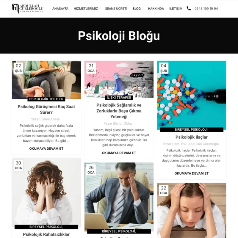 A. Gürleroğlu Psikolog Sitesi Blog Sayfası Tasarımı A. Gürleroğlu Psikolog Sitesi Blog Sayfası Tasarımı