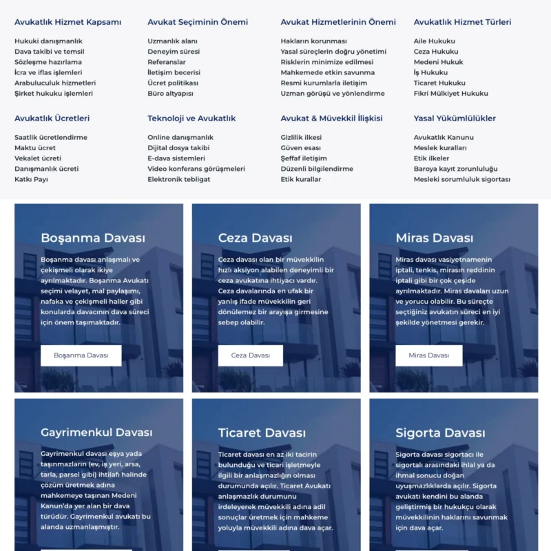 Avukaat Blog Sitesi Hizmetler Sayfası Tasarımı Avukaat Blog Sitesi Hizmetler Sayfası Tasarımı