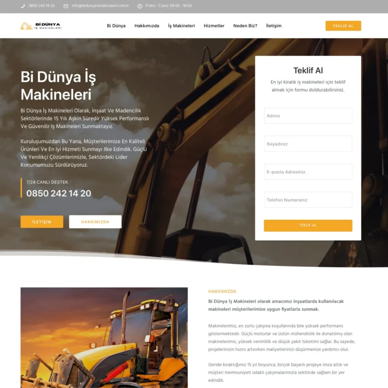 Bi Dünya İş Makineleri - Tek Sayfa Site Giriş Bi Dünya İş Makineleri - Tek Sayfa Site Giriş