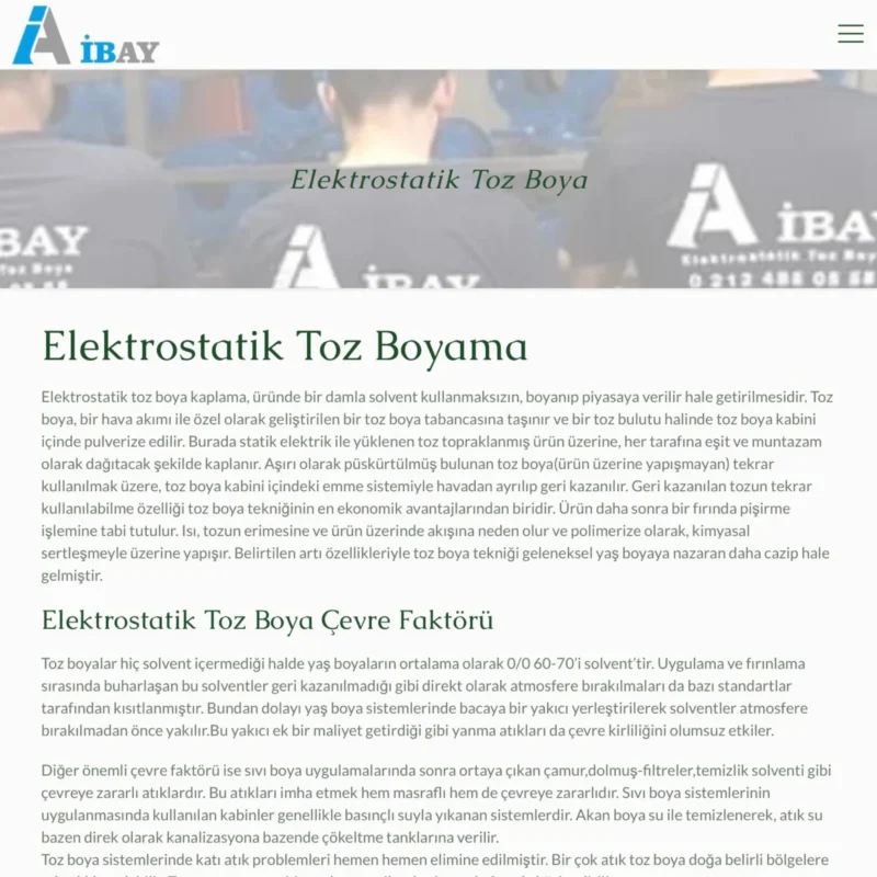 İbay Boya Web Sitesi İHizmet Sayfası Tasarımı İbay Boya Web Sitesi İHizmet Sayfası Tasarımı