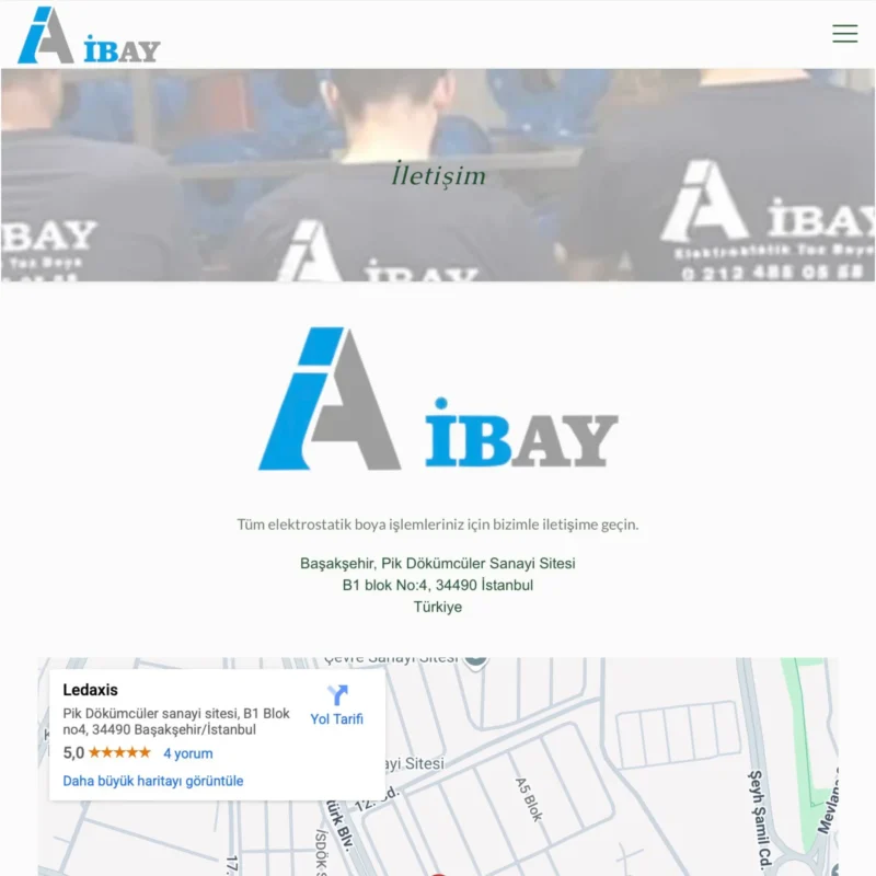 İbay Boya Web Sitesi İletişim Sayfası Tasarımı İbay Boya Web Sitesi İletişim Sayfası Tasarımı