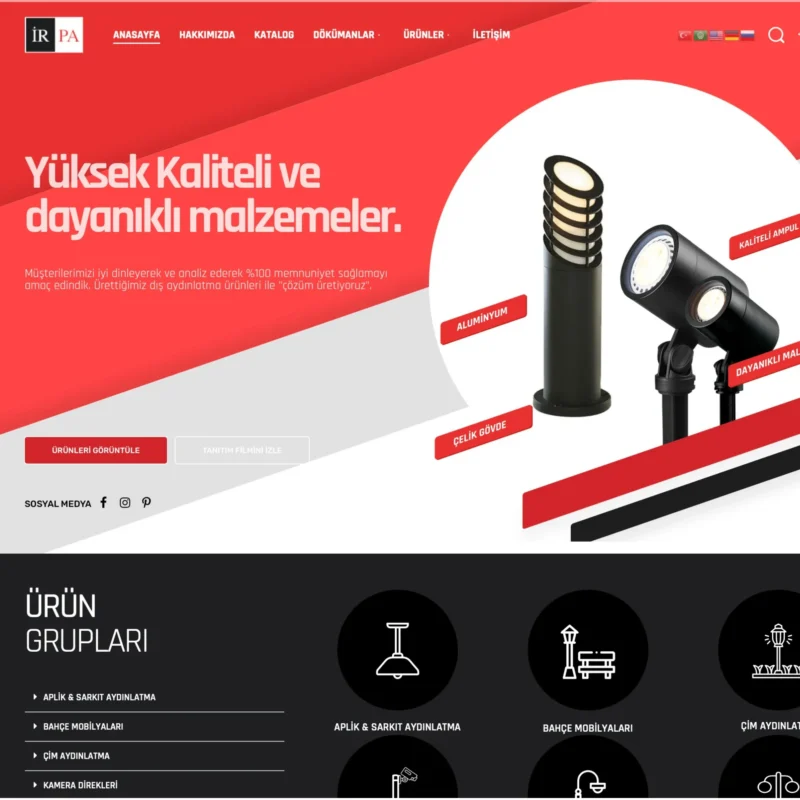 İrpa Aydınlatma - Katalog Sitesi - Anasayfa Tasarımı İrpa Aydınlatma - Katalog Sitesi - Anasayfa Tasarımı