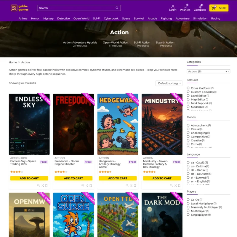 Geblo Games Oyun Platformu Sitesi Kategori Sayfası Tasarımı Geblo Games Oyun Platformu Sitesi Kategori Sayfası Tasarımı