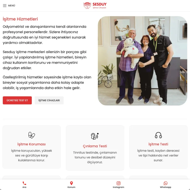 Sesduy İşitme Web Sitesi Hizmet Sayfası Tasarımı Sesduy İşitme Web Sitesi Hizmet Sayfası Tasarımı