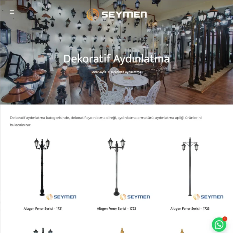 Seymen Aydınlatma - Katalog Sitesi - Kategori Sayfası Tasarımı Seymen Aydınlatma - Katalog Sitesi - Kategori Sayfası Tasarımı